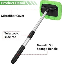 Car Windshield Cleaner Tool Window Cleaning Tool Extendable with Microfiber Pads