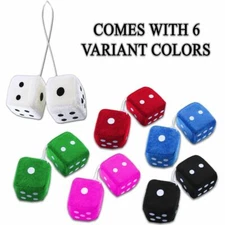 Zone Tech Car Hanging Mirror Fuzzy Dice Vintage all color options 3 Inch