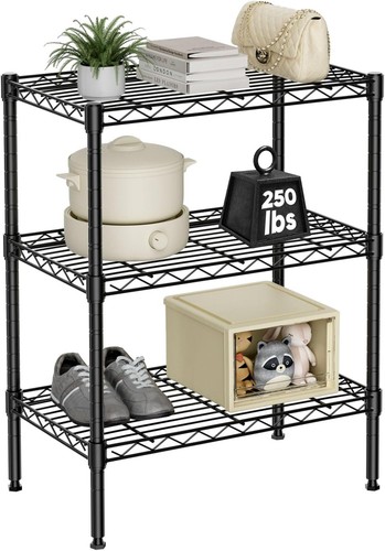 3-Tier Storage Shelf Standing Shelving Unit Heavy Duty Metal Wire Rack Organizer - Picture 2 of 7