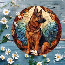 Classy German Shepherd Aluminum Sign 8  x8  Wall Decor. Hang Inside Or Out 