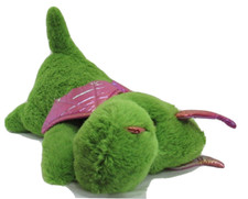 Dan Dee Green Dragon 15  Plush Stuffed Animal Lying Down Pink Shiny Wings Pillow