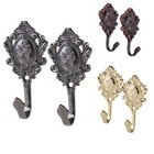 2pcs Rose Pattern Vintage Alloy Drapery Curtain Holdbacks Tieback Hooks