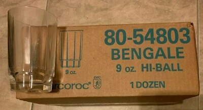 Vintage Case Lot 12 Arcoroc BENGALE HI-BALL 9 Oz Tumblers Juice Glasses NEW