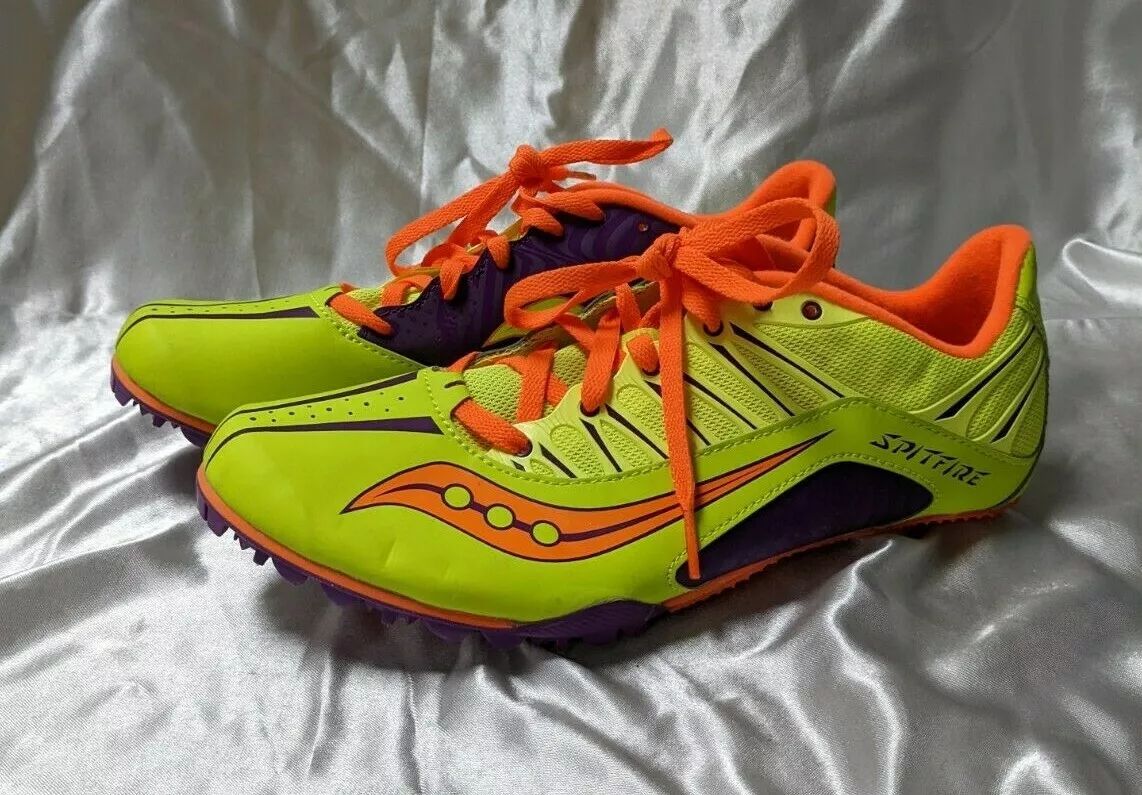 Saucony Womens Spitfire 4 Track Shoes Yellow Low Top Lace Up Size