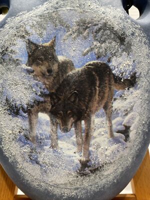 Ceramic Native American Wolf Wall Hanging Indian Southwest Wild 8.5x6.5x1.5 