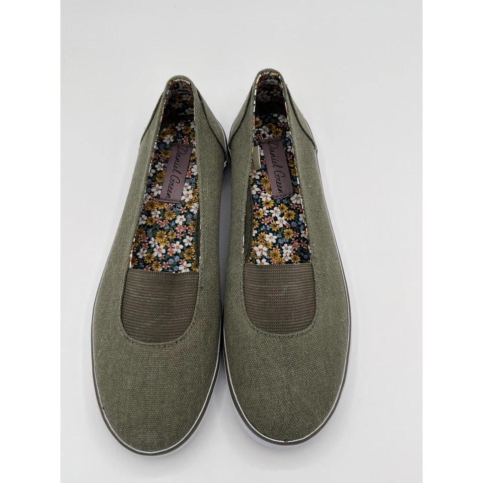 Daniel Green Jena Canvas Slip On Shoes Comfort Casual Olive Green- 7.5N Cotton - Image 4 of 4