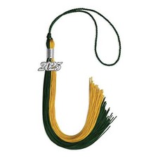 Endea Graduation Hunter Green/Gold Tassel with Silver Date Drop