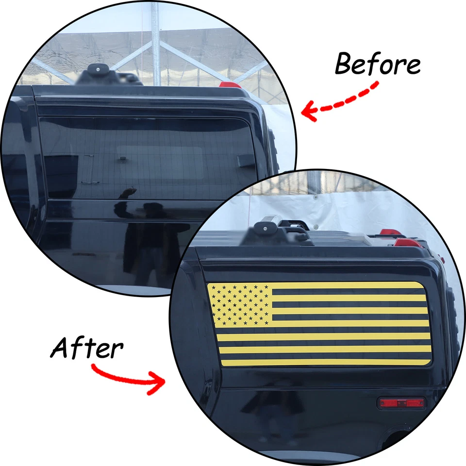 Vinilos calcomanías gráficas de vidrio para ventana de baúl bandera amarilla de Estados Unidos para Hummer H2 2003-09 Foto 3 de 4