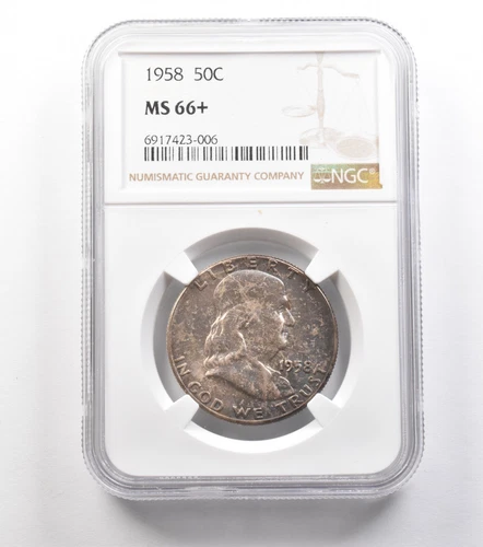 1958 Franklin Half Dollar MS66+ NGC Beautiful Tone *0931