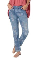 Laurie Felt Classic Denim Floral Boyfriend Jeans Medium Wash