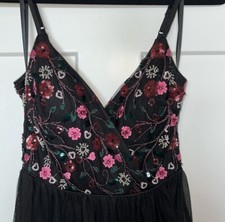 NWOT Beaded Embroidered Floral Gown