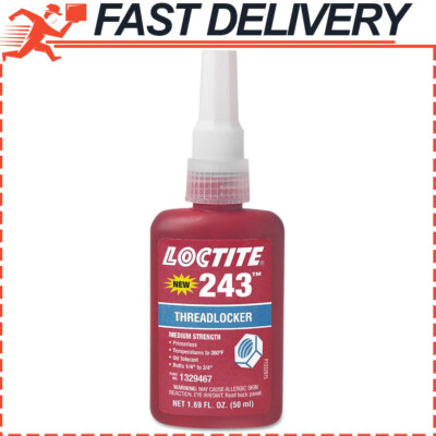 Loctite 243 Blue Medium Strength Threadlockers, 1.69 oz., 50 mL, 3/4'' Thread