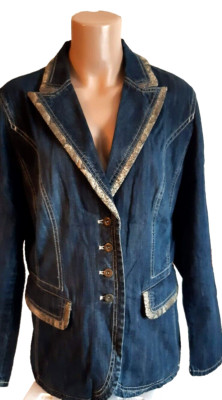 TAIFUN  Damen-Blazer  Größe 40/42  Jeans mit Kunstlederbesatz sehr chic