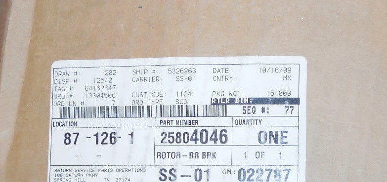 New OEM GM Disc Brake Rotor 25804046 - Image 2 of 2