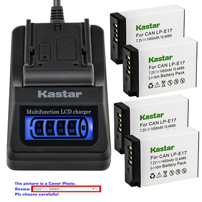 Kastar Battery LCD Quick Charger for Canon LP-E17 E17 Canon KISS X8i X9i Camera