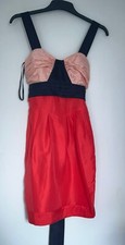 Warehouse Red Mix Silk Dress Size 8