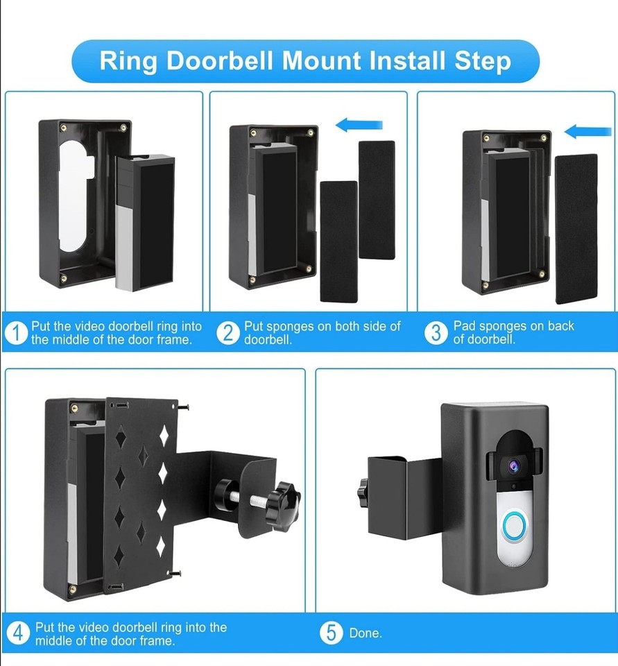 AntiTheft Video Doorbell Mount, No Drill Ring Doorbell Holder for