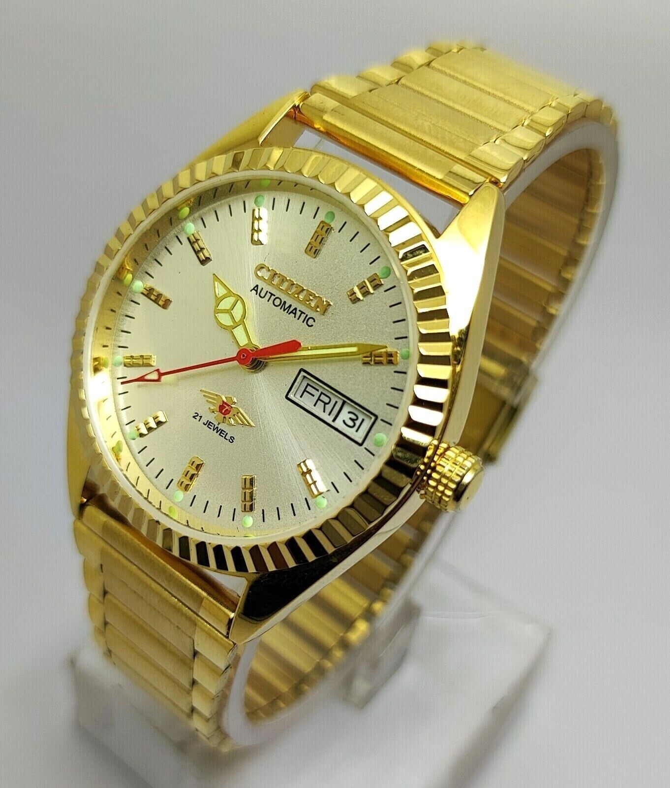 Vintage Citizen Automatic 38 MM DayDate Gold Dial Japan Made Men's