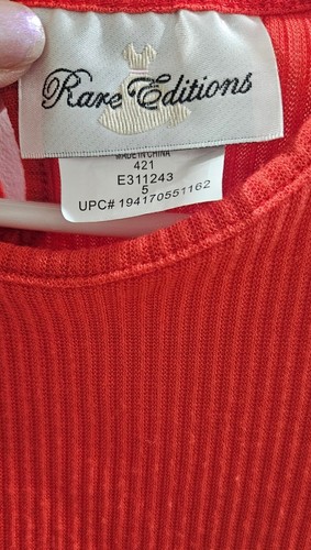 Rare Editions Girls 5 Short Sleeve Ruffle orange top with applique - Picture 3 of 4