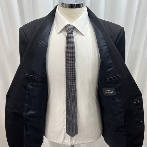 M&S Navy Suit Wool Blend Tailored Fit Autograph Exclusive C42M W38 L31 - Picture 10 of 15