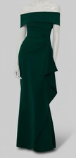 Xscape Womens' Green Ruffled Off-The-Shoulder Gown Dress Size: 12