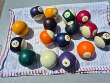 Vintage Pool Billiard Ball Set w/ Cue Ball