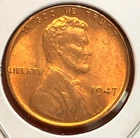 1947-P Lincoln Wheat Cent Penny GEM RED BU From an Original Bank Roll