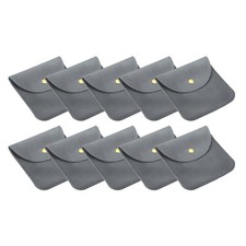 10x10cm Jewelry Pouches with Snap Button, 10 Pcs Soft Storage, Dark Grey