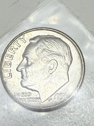 1956 D Roosevelt Dime 90% Silver US Coin UNCIRCULATED #1