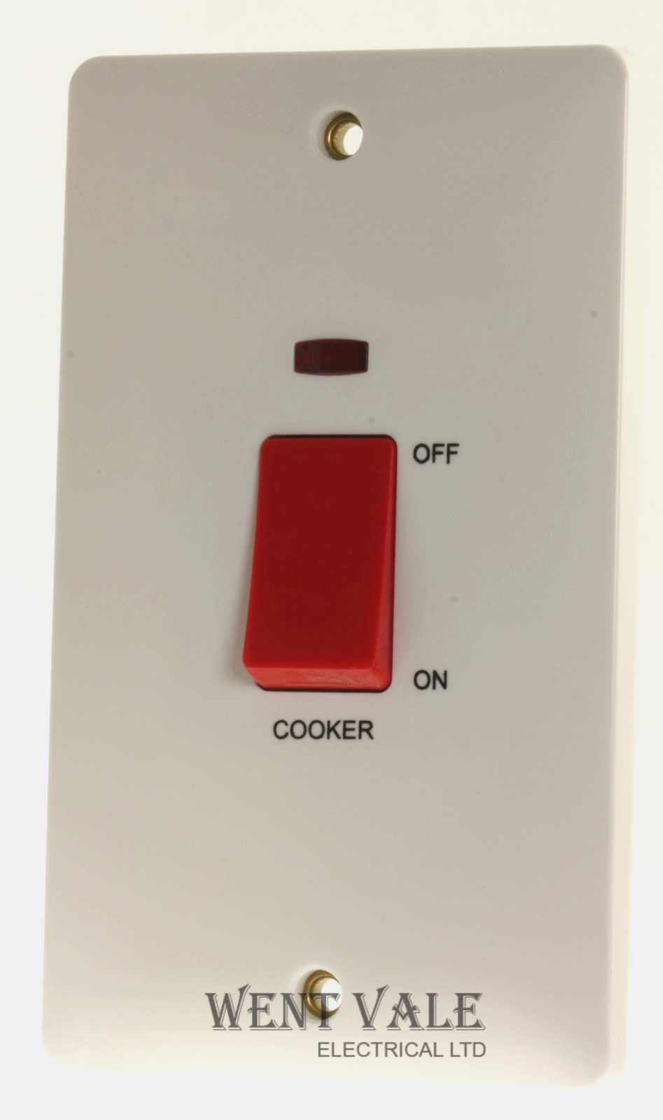 MK Base - MB5215NCWHI - 45a Tall Double Pole Switch + LED Printed with Cooker