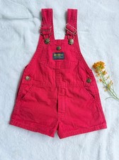 Oshkosh B'gosh Vestbak Solid Red Shortalls Overall Shorts Size 3T VTG USA