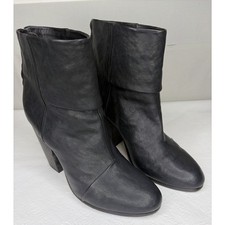 Rag Bone Newbury Rear Zip Block Heel Ankle Boots Size 39.5 Almond Toe