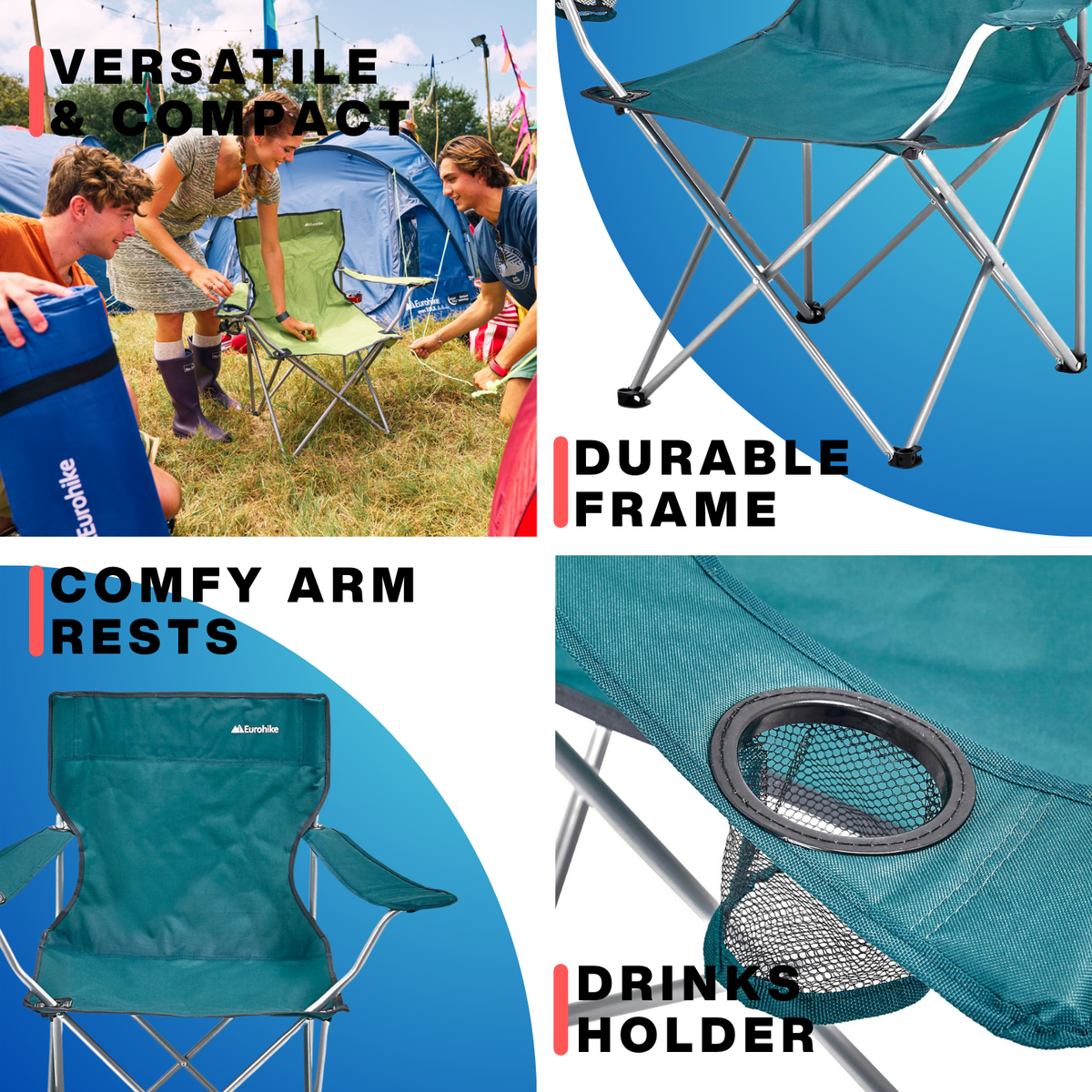 Eurohike Lightweight Peak Folding Chair, Garden, Camping