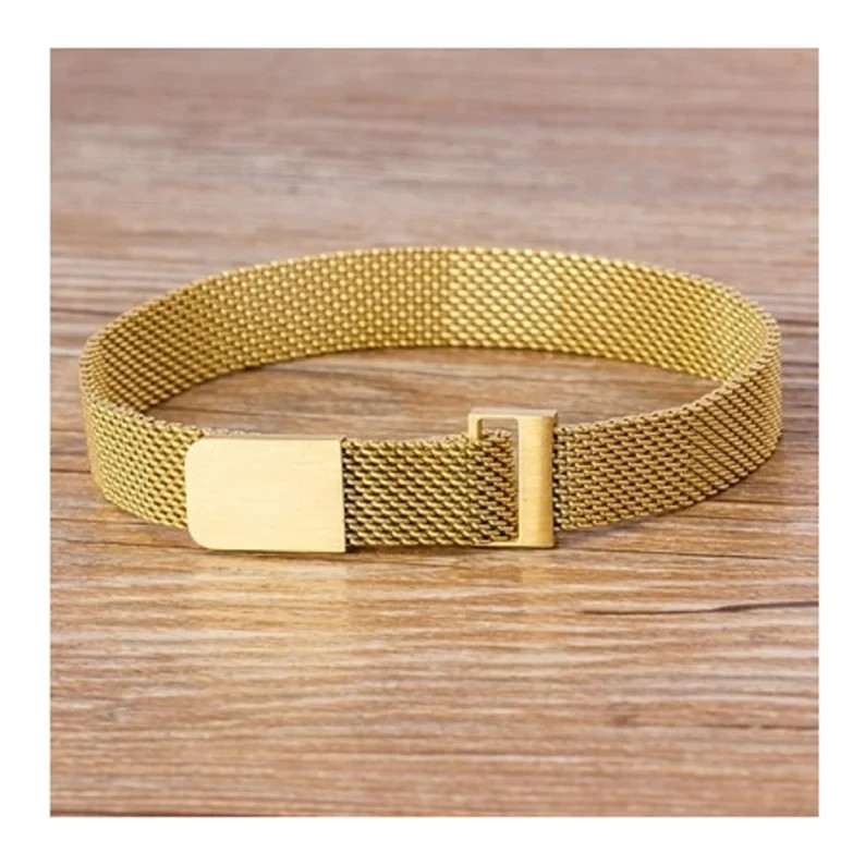 Correas De Reloj Para Hombre Pulsera De Malla En Oro Amarillo De 18K Sobre 8"