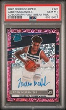 2020 Panini Donruss Optic Rookie Jaden McDaniels Autograph-Fast Break Pink /20
