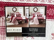 Max Studio Christmas FAIR ISLE Cotton Reversible Quilt - TWIN SIZE (68" X 86")
