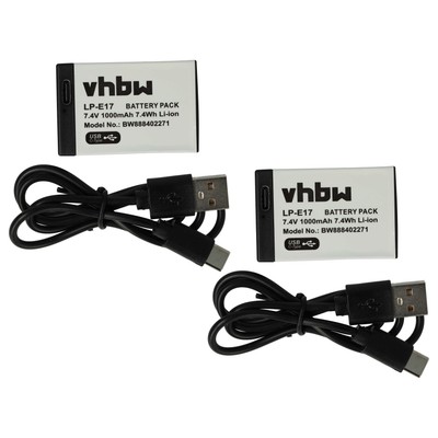 2x Akku für Canon EOS 750D 8000D 850D 800D 200D 250D 760D 77D 1000mAh 7,4V