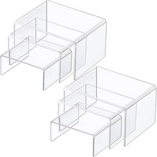2 Sets Acrylic Display Risers Product Stand Jewelry Display Riser Shelf Showcase