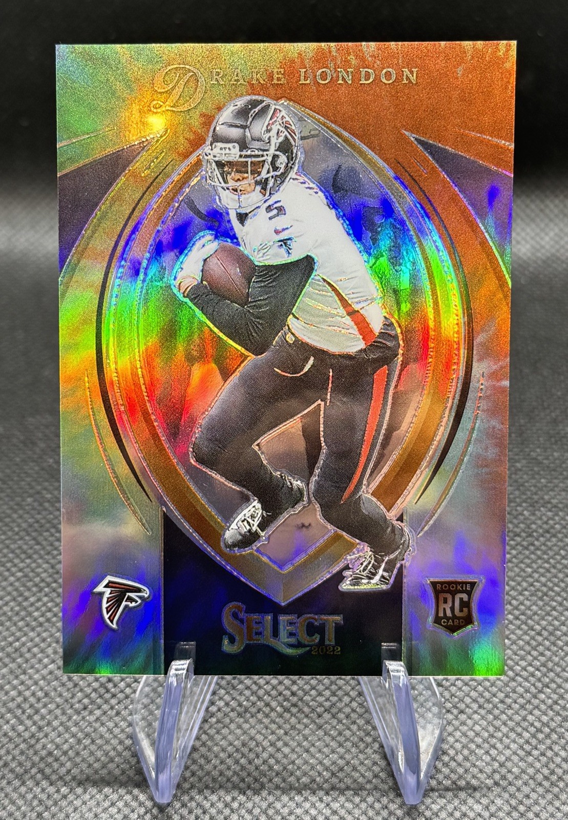 Drake London 2022 Panini Select /25 Tie Dye Certified Rookie RC Prizm SCR-6