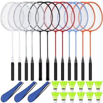 12-Piece Badminton Racket Set with Shuttlecocks, Carry Bag & Accessories