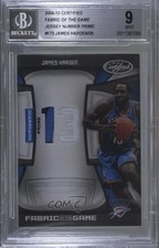 2009-10 Certified Jersey Number Die-Cut Prime 22/25 James Harden BGS 9 MINT 1j6