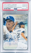 Clayton Kershaw 2015 Topps Chrome Culminations Auto PSA 10 #CULCK 15/50 POP 2!!!