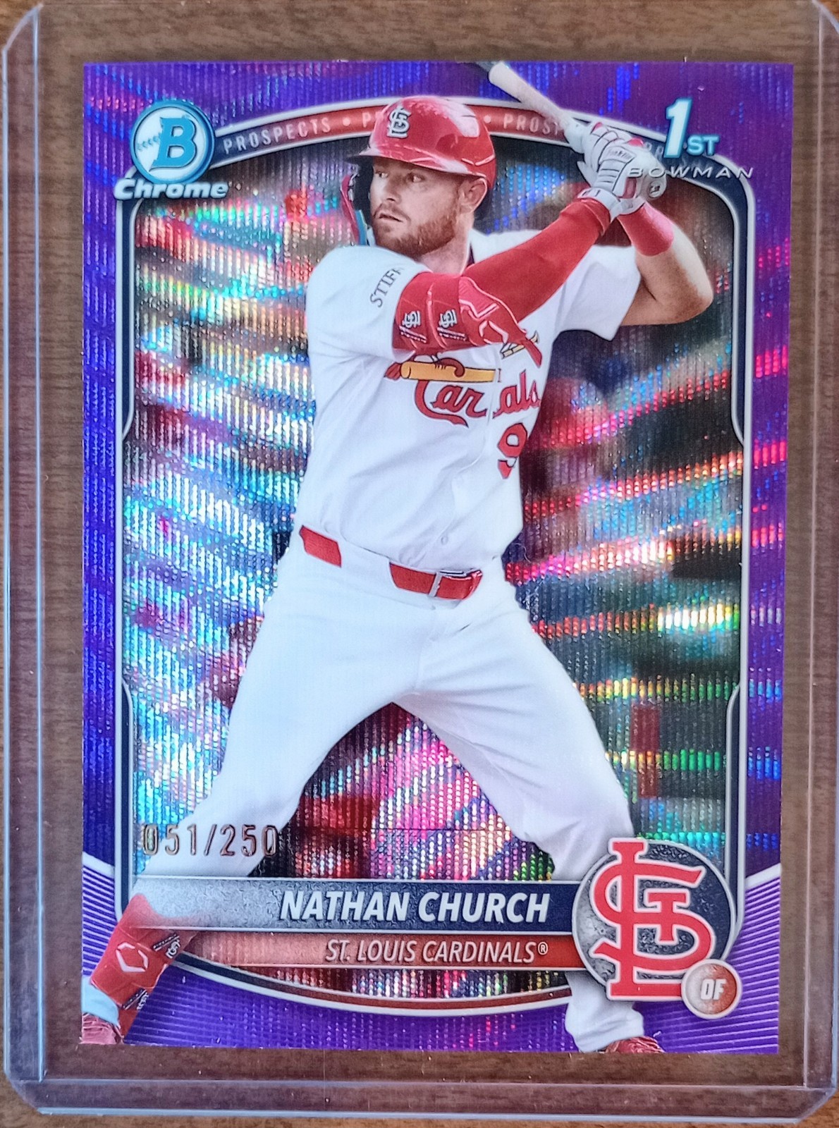 Nathan Church 2025 Bowman Chrome Purple Wave Refractor /250 1st Bowman BCP-192