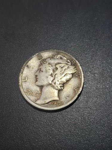 1938 S Mercury Dime circulated 90% Silver Very Fine