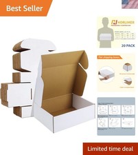 New White Shipping Boxes Set of 20, 12x9x4 Inches, Corrugated Cardboard