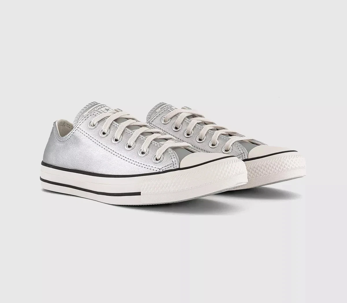 Converse All Star Low Trainers Pure Silver Egret Size 4.5UK Leather A11986C