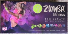 Zumba Fitness Exhilarate Body Shaping System 7 DVDs & 2 Toning Sticks Boxed
