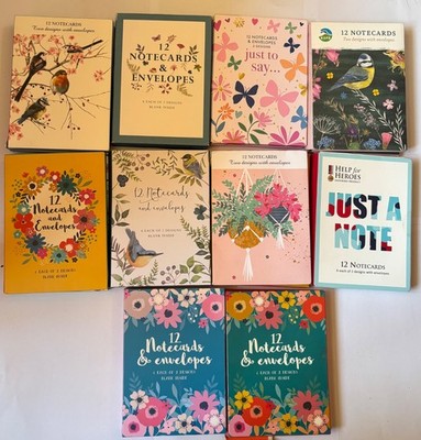 Packung mit 12 leeren Notizkarten 10 Designs Wildtiere Vögel Katzen Blumen 3,5 x 5 Zoll