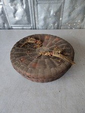Antique Chinese Sewing Basket 10x10x4"