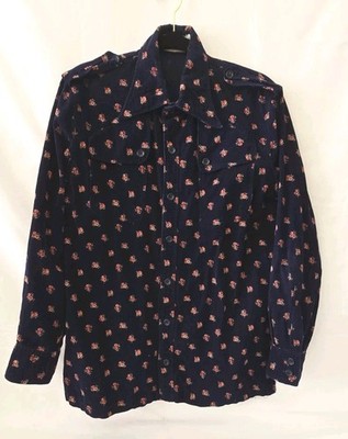 RAGS Floral Corduroy Button Up Shirt Size L Long Sleeve Cottagecore Boho
